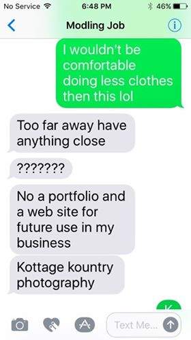 A screenshot of text messages sent between Kyle McLauchlan and Lexi Smith.