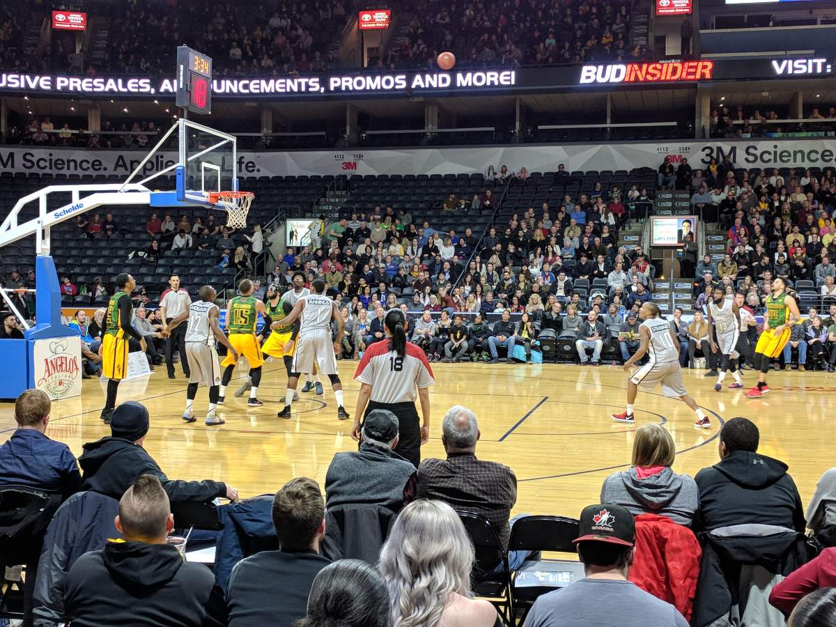 London, Ont., January 13, 2018 - Ryan Anderson of the London Lightning hits one of his seven three pointers in a 147-146, double-overtime victory over the Moncton Magic.