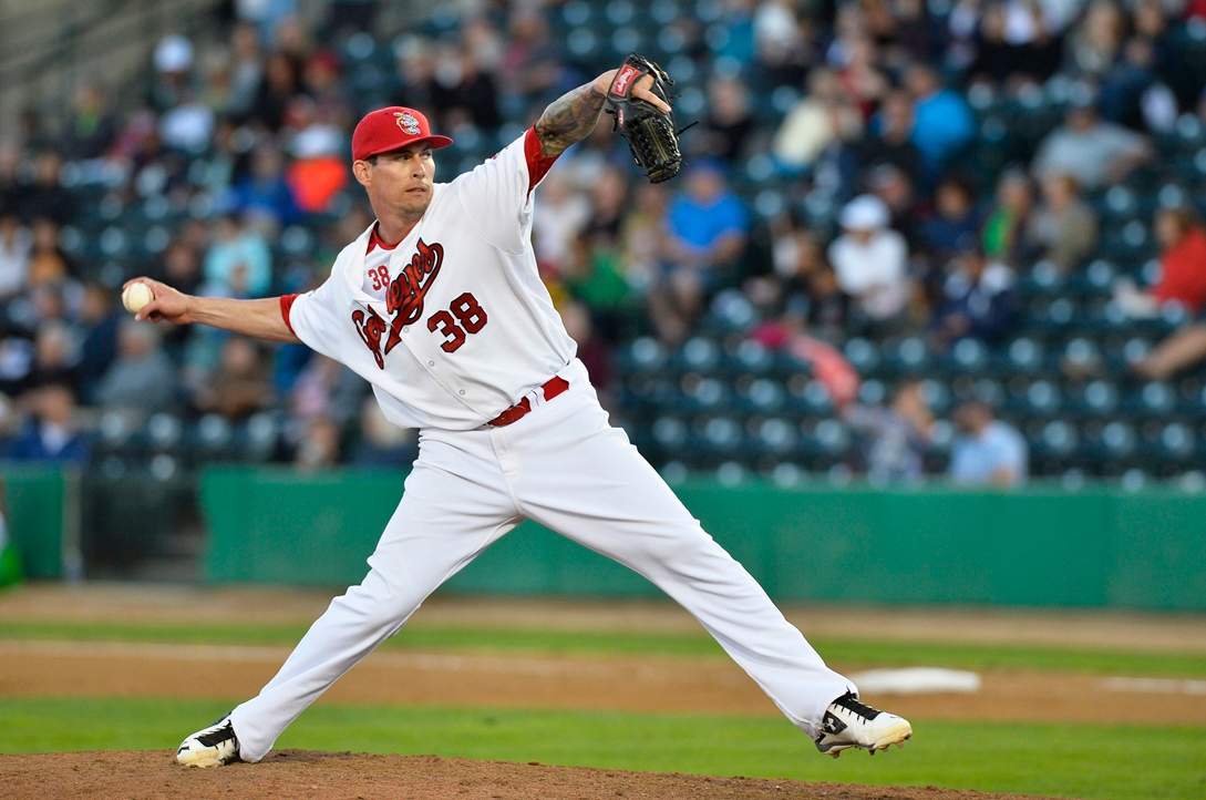Reliever Cameron McVey pitches for the Winnipeg Goldeyes in 2016.
