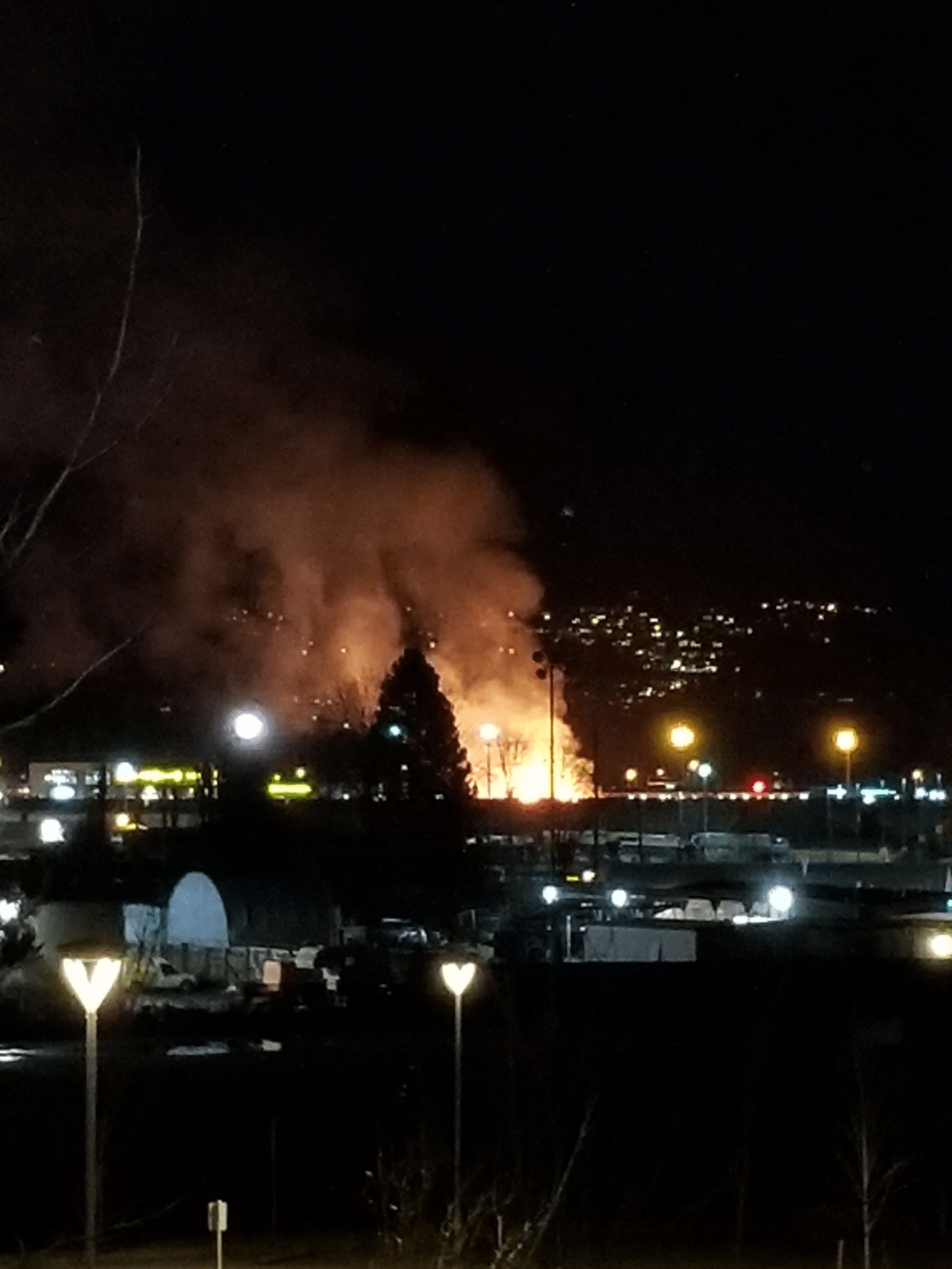 A fire at a Port Coquitlam railyard on Jan. 22, 2018.