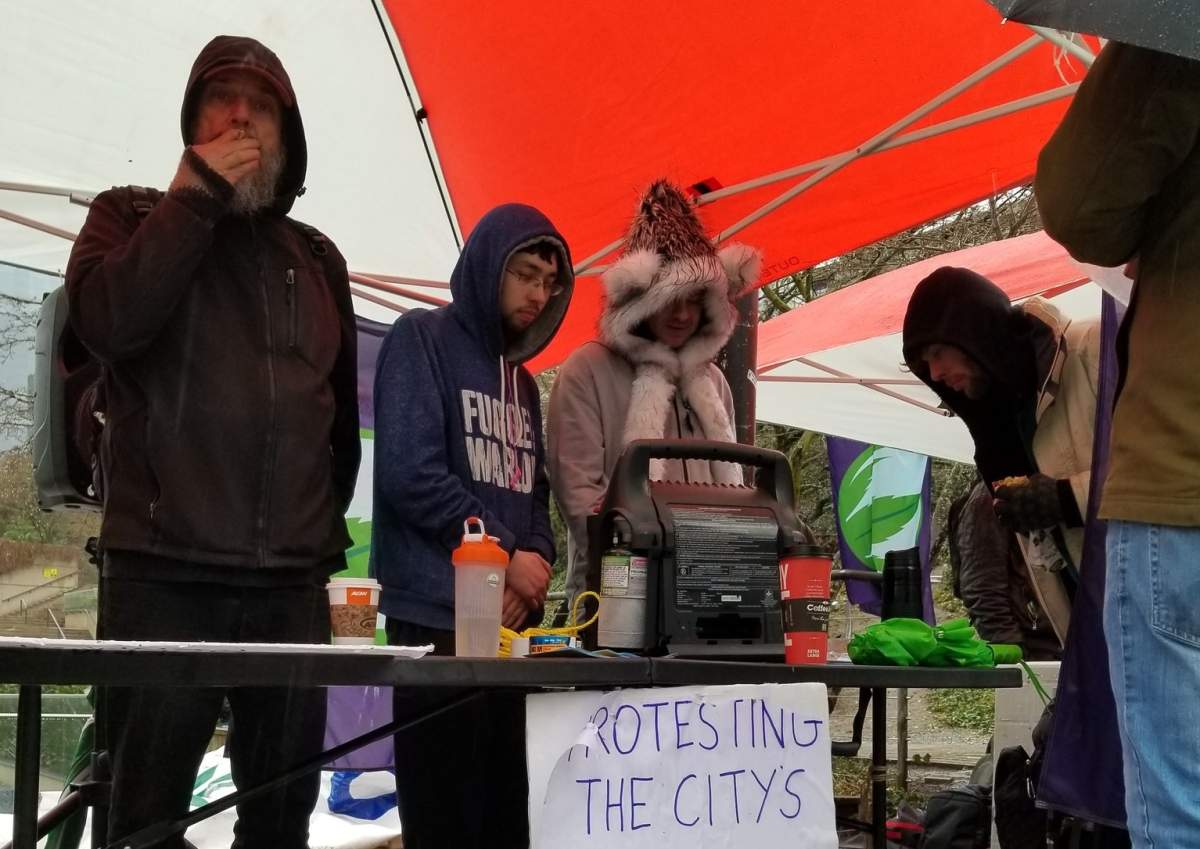 File Photo: Marijuana vendors were back at Robson Square Saturday afternoon, before police forced them to close up shop.
