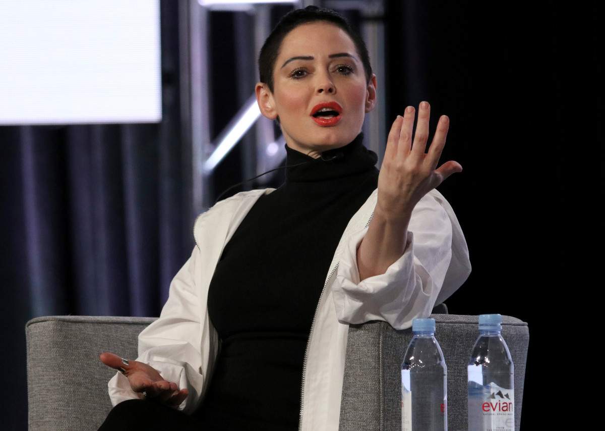 Rose McGowan participates in the "Citizen Rose" panel during the NBCUniversal Television Critics Association Winter Press Tour on Tuesday, Jan. 9, 2018, in Pasadena, Calif.