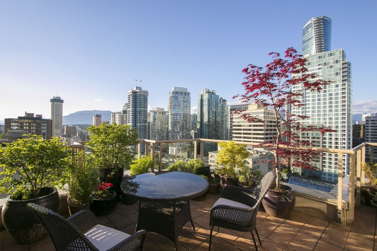 A patio at a luxury home in Vancouver.