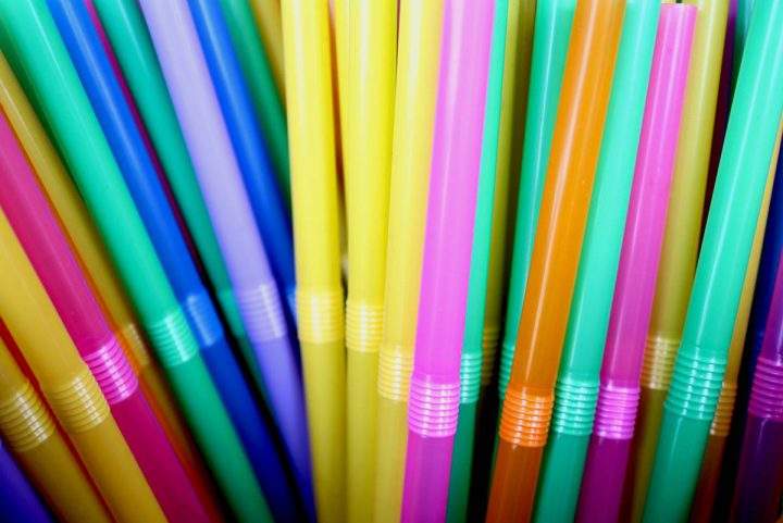As assortment of multi-coloured straws.