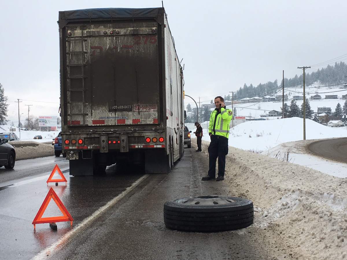 Close call involving flying tires in West Kelowna - image