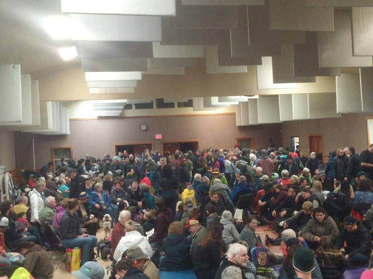 Tofino residents forced to evacuate to higher ground following a tsunami alert on Jan. 23, 2018.