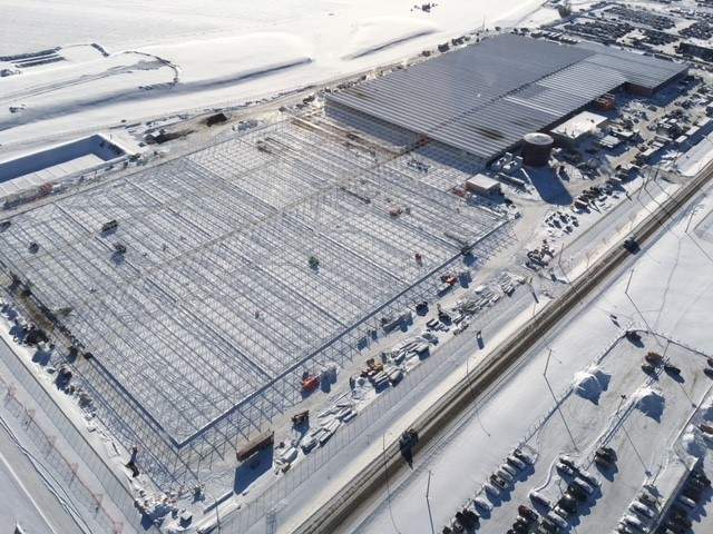The Aurora Sky facility being built by Aurora Cannabis at the Edmonton International Airport on Feb. 5, 2018.