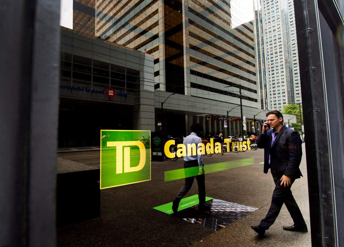 A TD Canada Trust branch is shown in the financial district in Toronto on Tuesday, August 22, 2017. 
