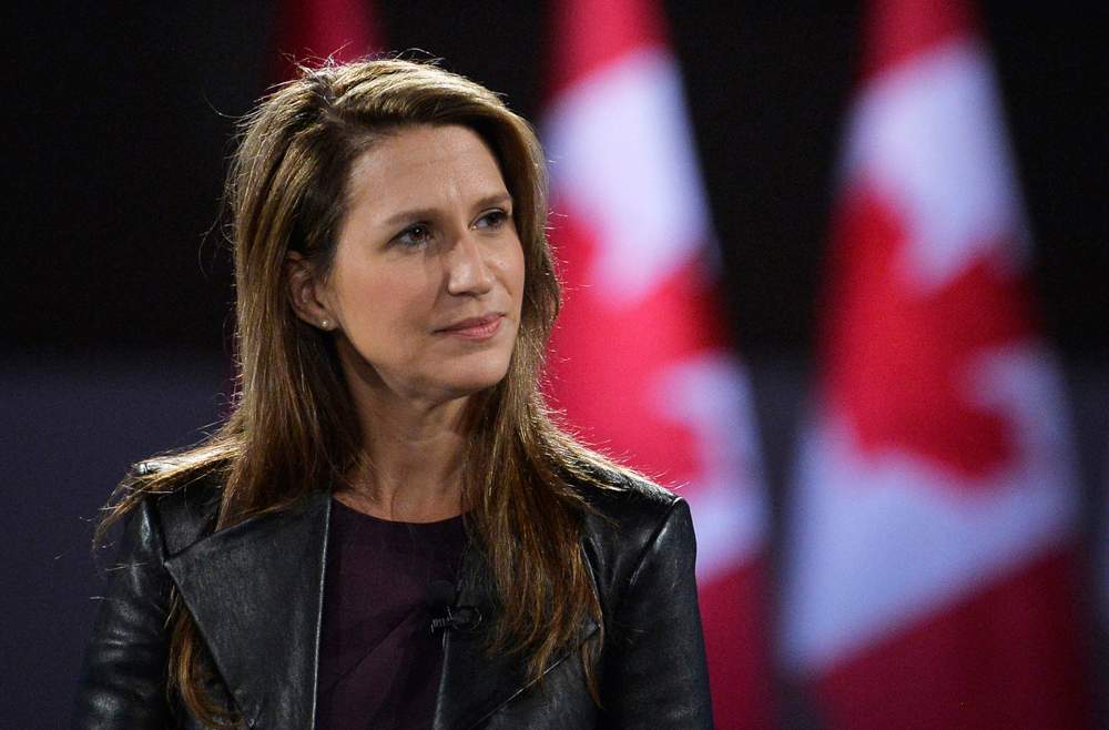 Ontario PC leadership candidate Caroline Mulroney speaks to reporters in Ottawa on February 9, 2018.