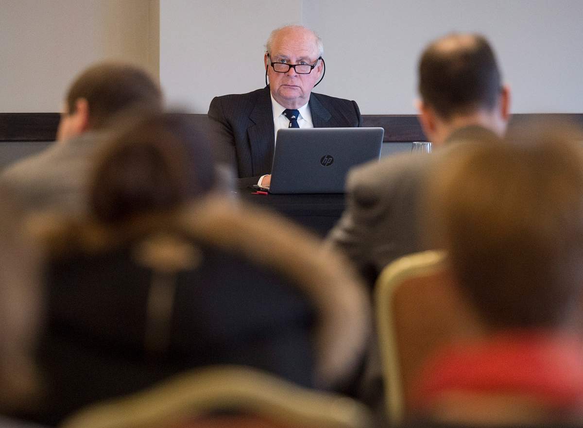 John Walter Thompson chairs a Nova Scotia human rights board of inquiry dealing with persons with disabilities and their attempts to move out of institutions and into small homes, in Halifax on Monday, Feb. 5, 2018.