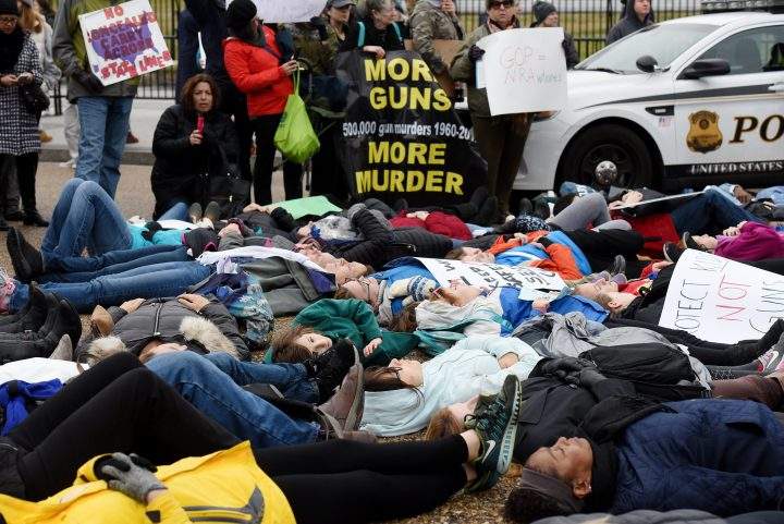 Students protest against gun violence outside of the White House just days after 17 people were killed in a shooting at a south Florida high school.