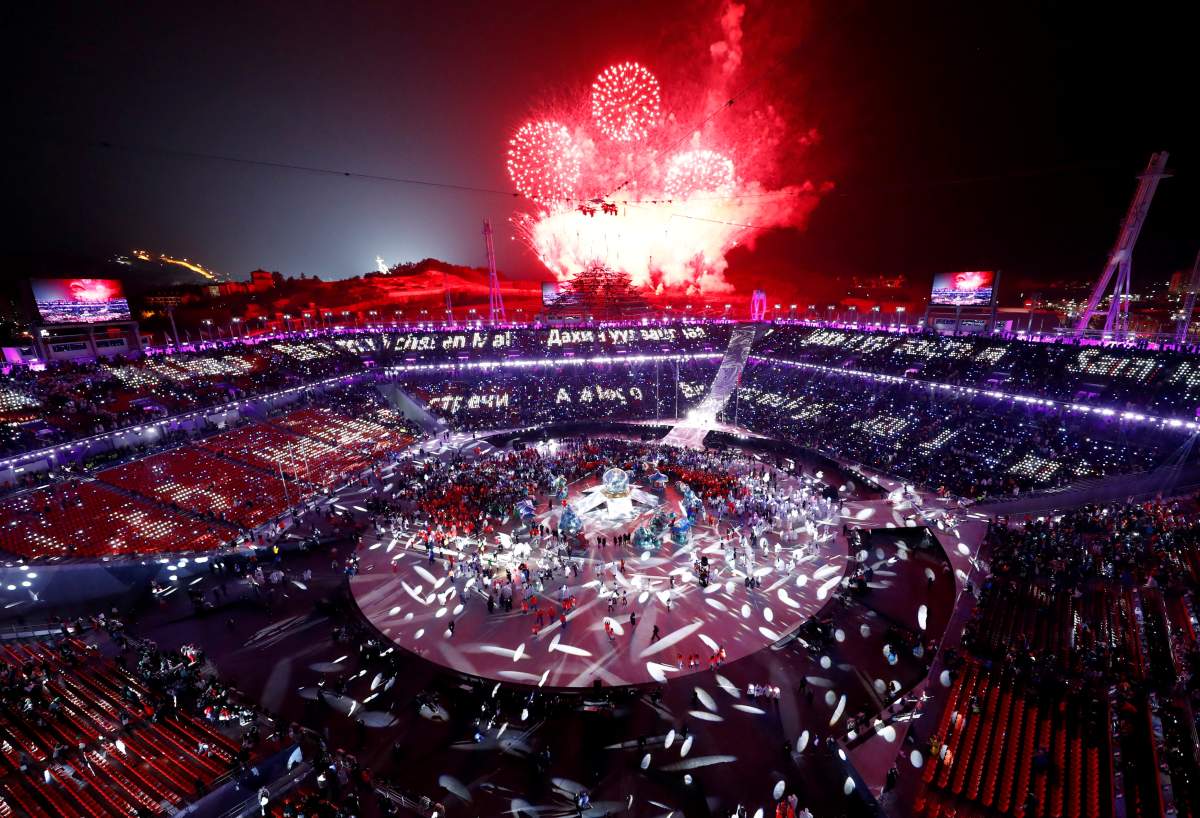 Fireworks explode during the closing ceremony. (Pawel Kopczynski/Reuters)