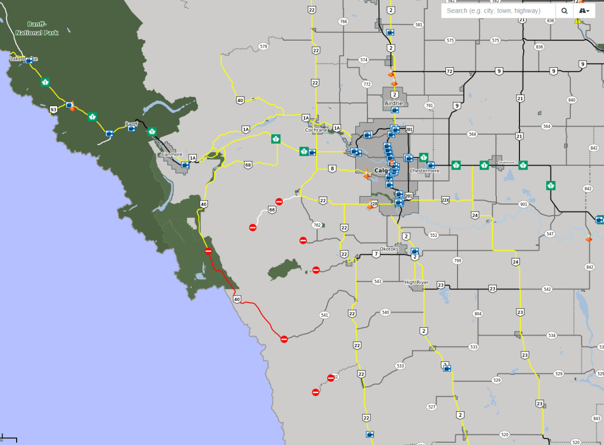 Highway conditions outside of Calgary on Saturday, Feb. 17, 2018
