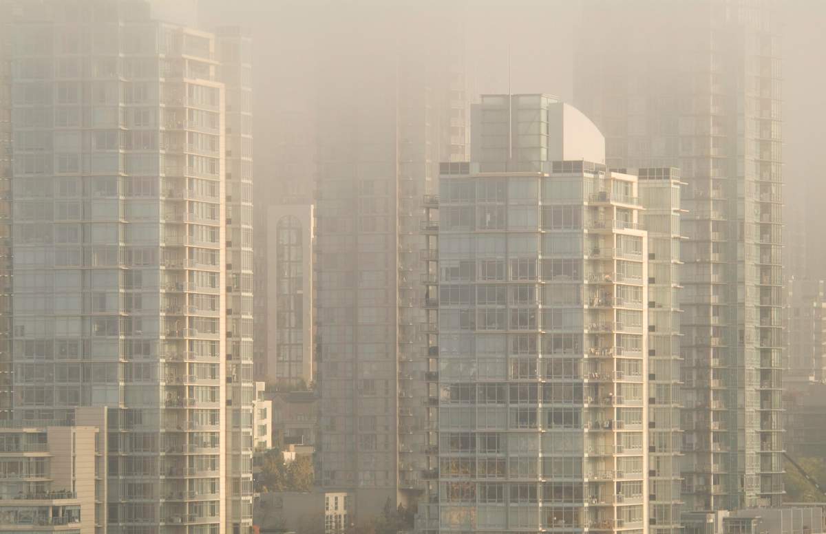 Apartment buildings on the north shore of False Creek in Vancouver, B.C.