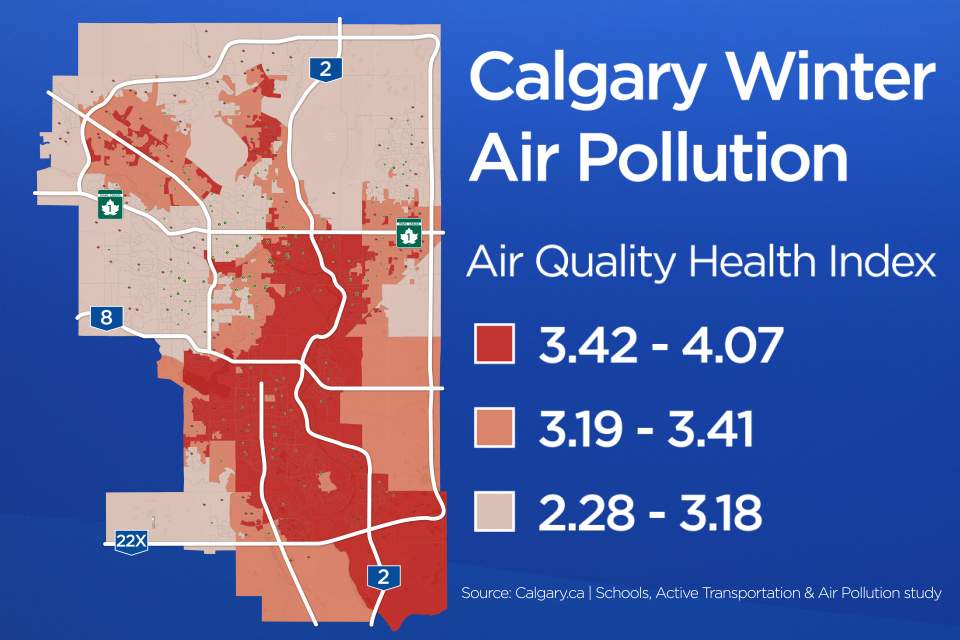 A study from the University of Calgary looks at the levels of air pollution across Calgary.