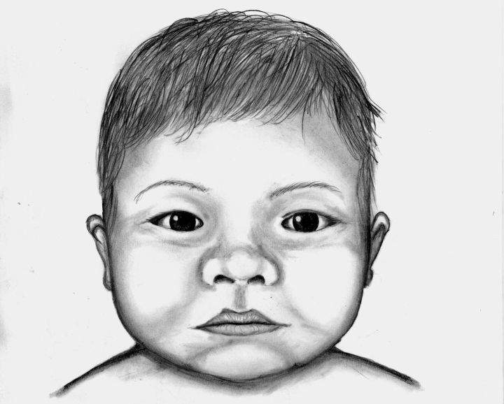 Calgary police released this sketch of a baby found dead in a dumpster on Christmas Eve 2017.
