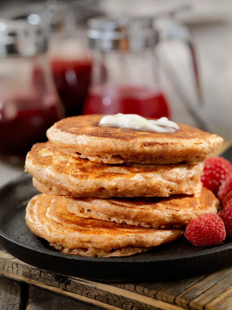 Cinnamon multi-grain pancakes for Shrove Tuesday.