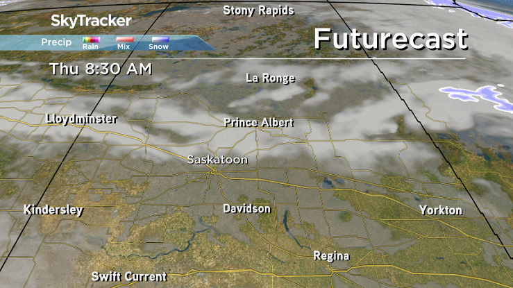 Clouds roll back into central Saskatchewan Thursday morning.