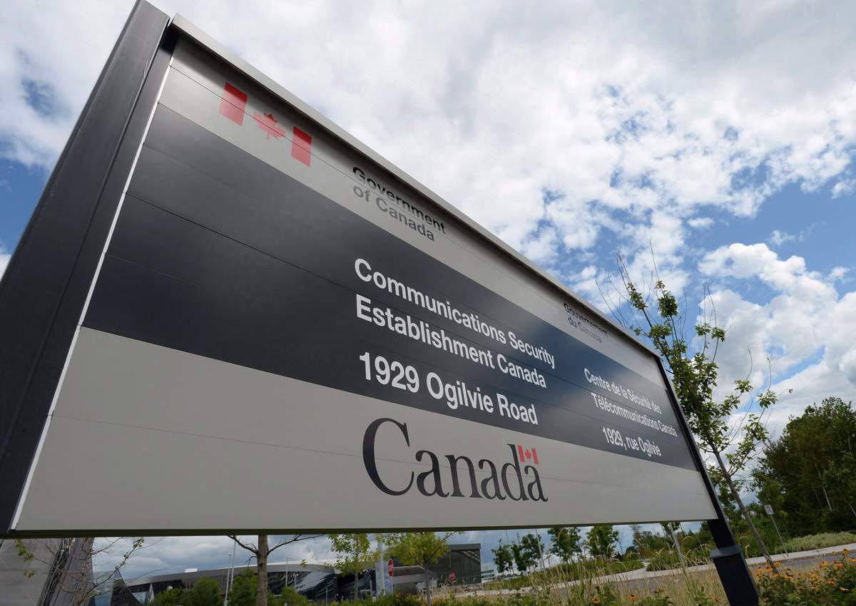 A sign for the Government of Canada's Communications Security Establishment (CSE) is seen outside their headquarters in the east end of Ottawa on July 23, 2015. A.