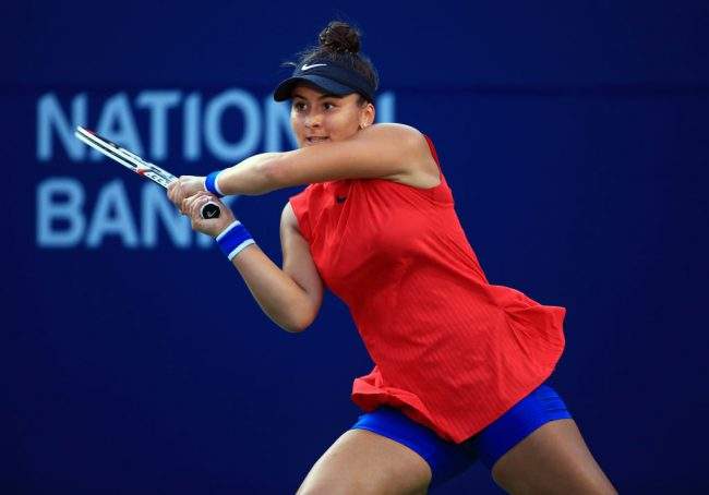 Bianca Andreescu seen in action at the Rogers Cup in Toronto, Aug. 8, 2017.