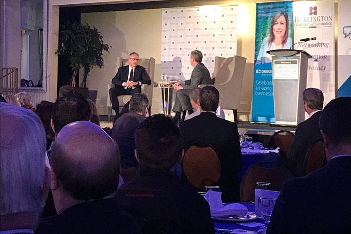 Burlington Mayor Rick Goldring's annual state of the city address included a question and answer session.
