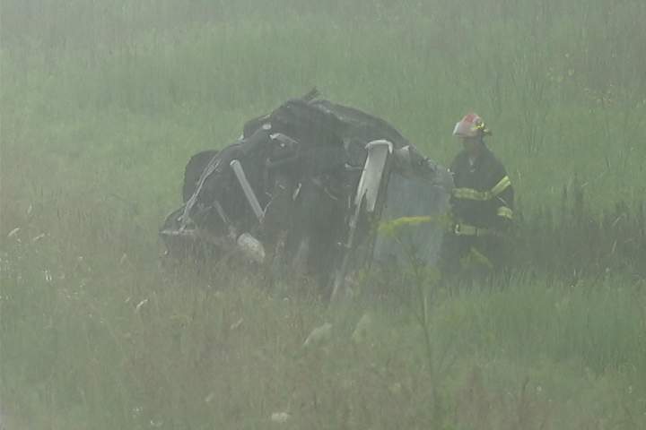 An occupant in a car was rescued after a collision on Highway 28 in July 2015.