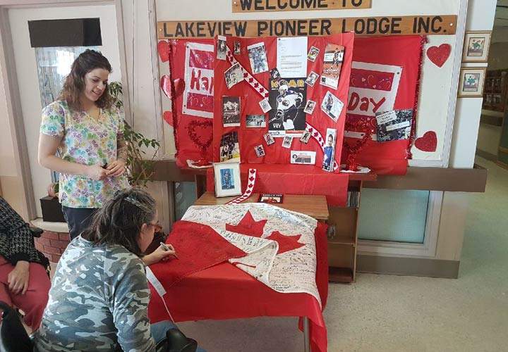 For the duration of the Olympic Games, Wakaw businesses and institutions are decorating the town to show support for Vey and Team Canada.