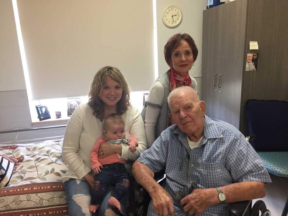 Lehne with her grandmother, great-grandfather and son, Esmond. Courtesy of Jenna Lehne