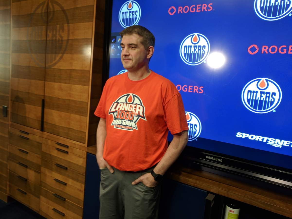 Edmonton Oilers head equipment manager Jeff Lang works his 1,000th NHL game Monday night against Tampa Bay. 