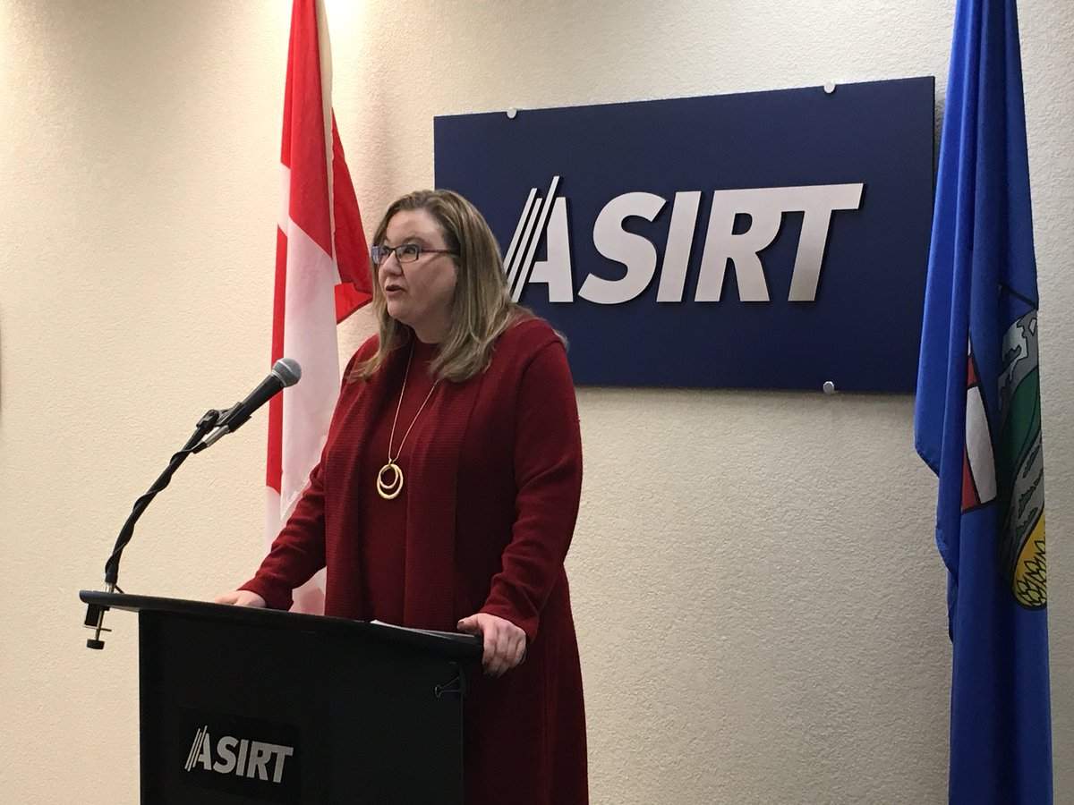 ASIRT executive director Susan Hughson speaks to the media in February 2018.