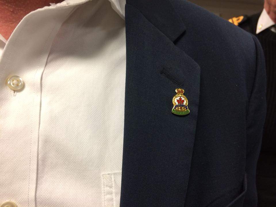 Mayor Matt Brown’s associate member pin, after being officially inducted into the Victory Branch’s membership.