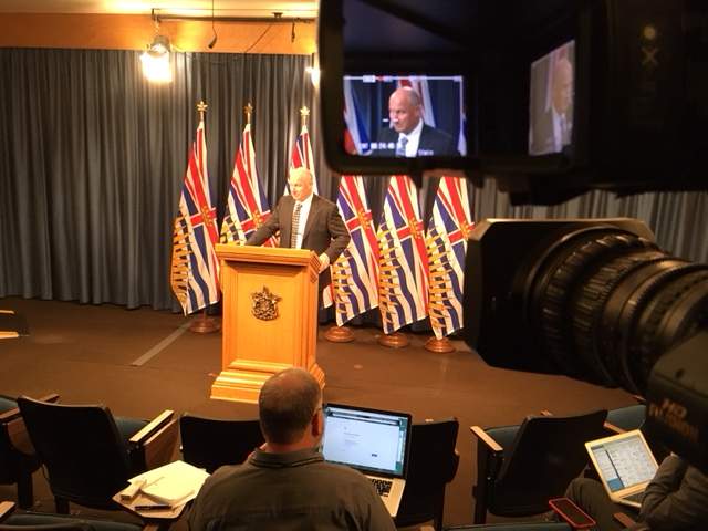 Mike Farnworth at a press conference in Victoria on Monday, Feb. 5, 2018. Credit: Jonathan Bartlett / Global News