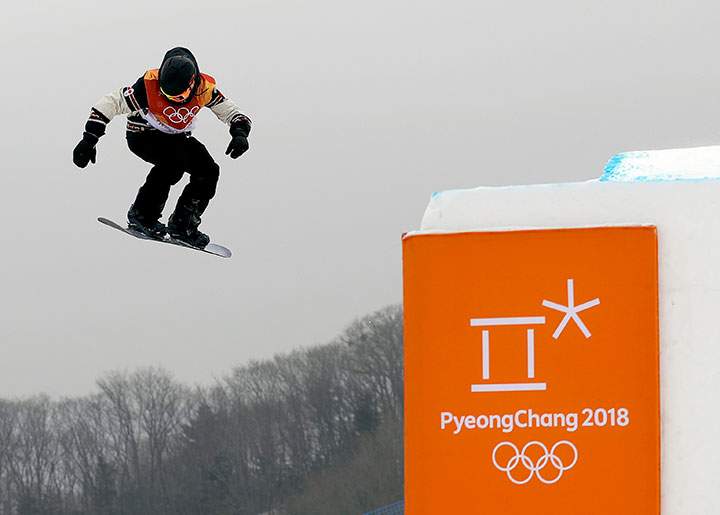 Canada’s Sebastien Toutant jumps during the men’s slopestyle qualifying at Phoenix Snow Park at the 2018 Winter Olympics in Pyeongchang, South Korea, Feb. 10, 2018.