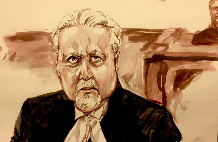 Defence attorney Scott Spencer listens in court during the trial of Gerald Stanley in this courtroom sketch in North Battleford, Sask., on Thursday, Feb. 1, 2018.