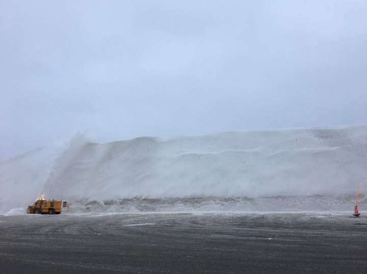 The city has rented 1- high-powered snowblowers to maximize space to deal with the heavy snowfall this winter. Thursday, Feb. 15, 2018.