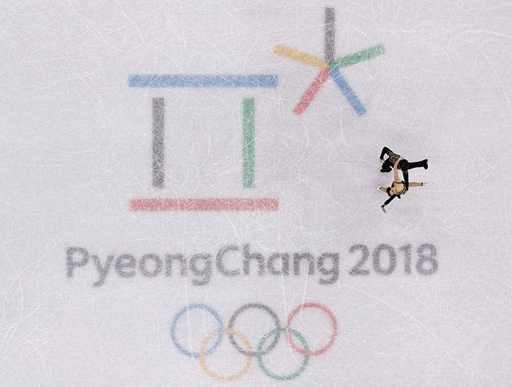 Canada’s Tessa Virtue and Scott Moir perform during the ice dance short team event in the Gangneung Ice Arena at the 2018 Winter Olympics in Gangneung, South Korea, Feb. 11, 2018.