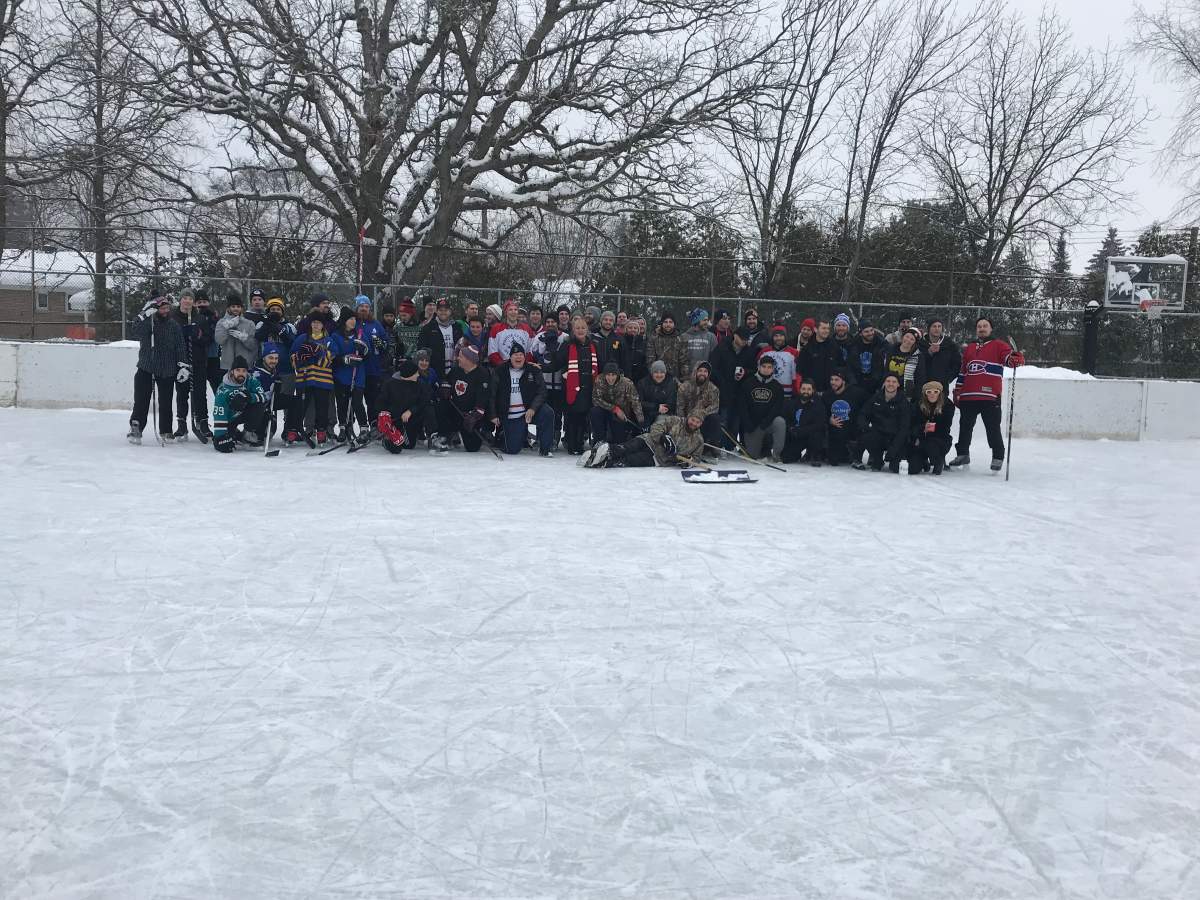 Mark’s friends and family at the 7th annual Mark Bernotas Winter Classic, on Saturday, February 10, 2018.