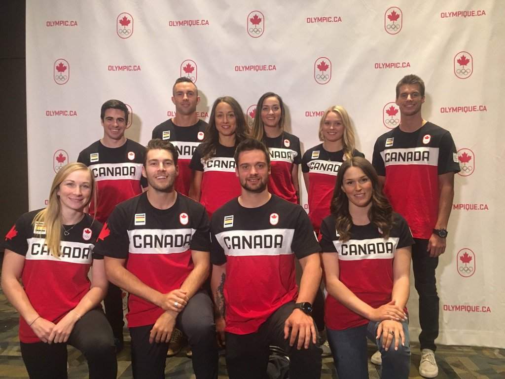 Zoe Bergermann (bottom left) of Erin, Ont., will be competing in the ladies' snowboard cross for Canada at the Pyeongchang Olympics.