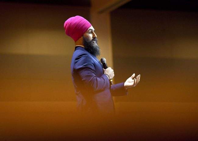 NDP Leader Jagmeet Singh speaks during the Federal NDP Convention in Ottawa on Saturday, Feb. 17, 2018. 