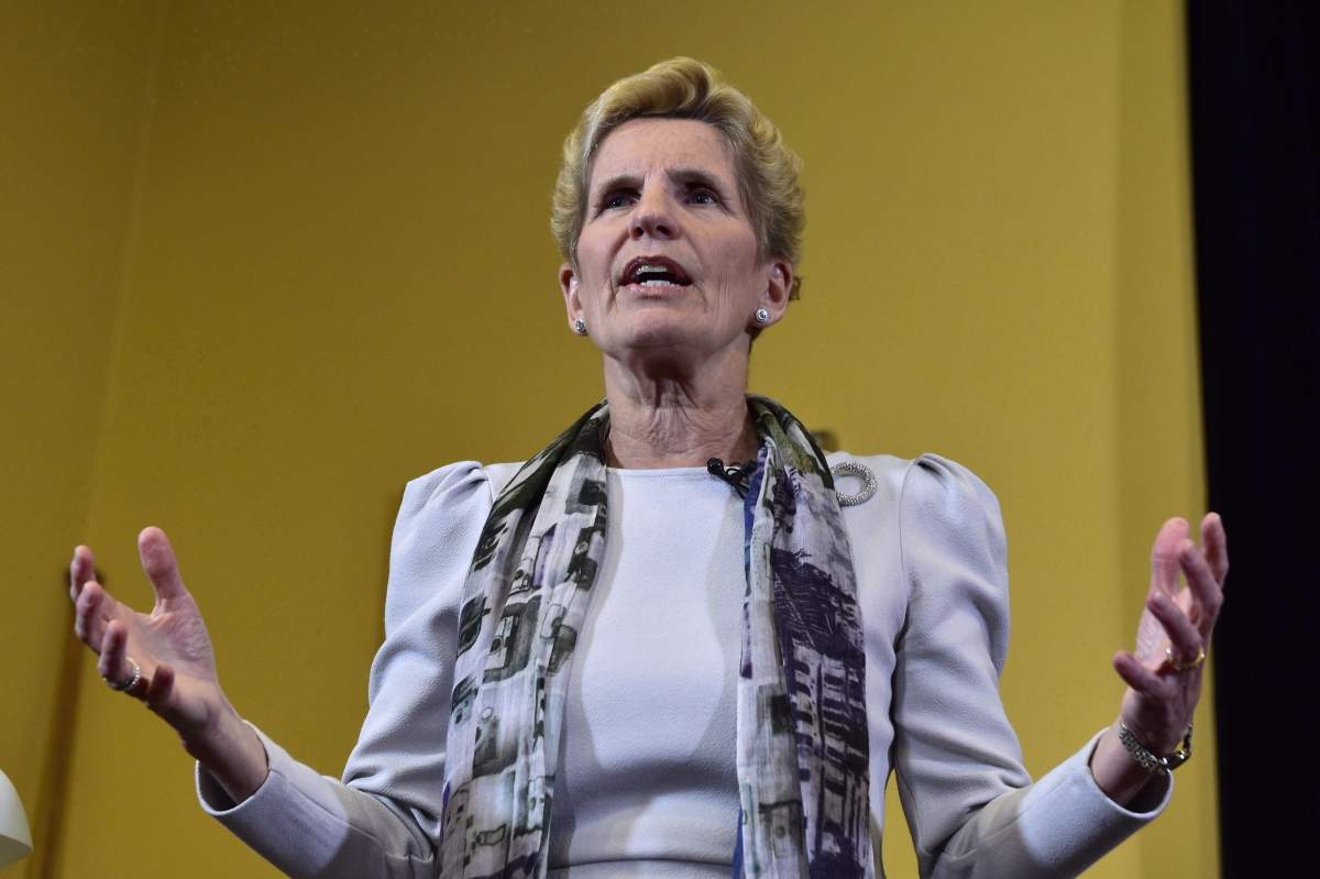 Ontario Premier Kathleen Wynne speaks to media at Legislative Assembly of Ontario in Toronto on Thursday Jan. 25, 2018. 