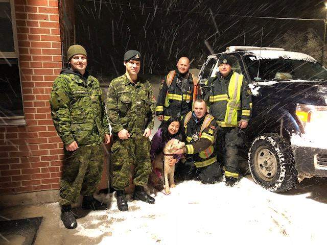 Oromocto firefighters and members from the Canadian Armed Forces teamed up to rescue a run away dog on March 9, 2018.