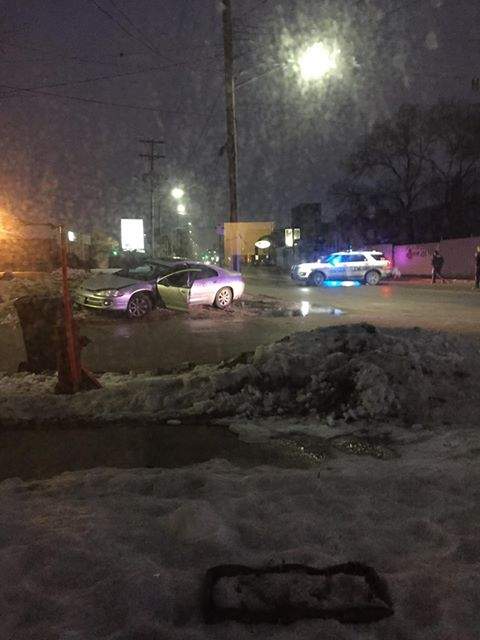 Police say a car was stolen and later crashed on Higgins Avenue and Sutherland Street around 5 a.m.