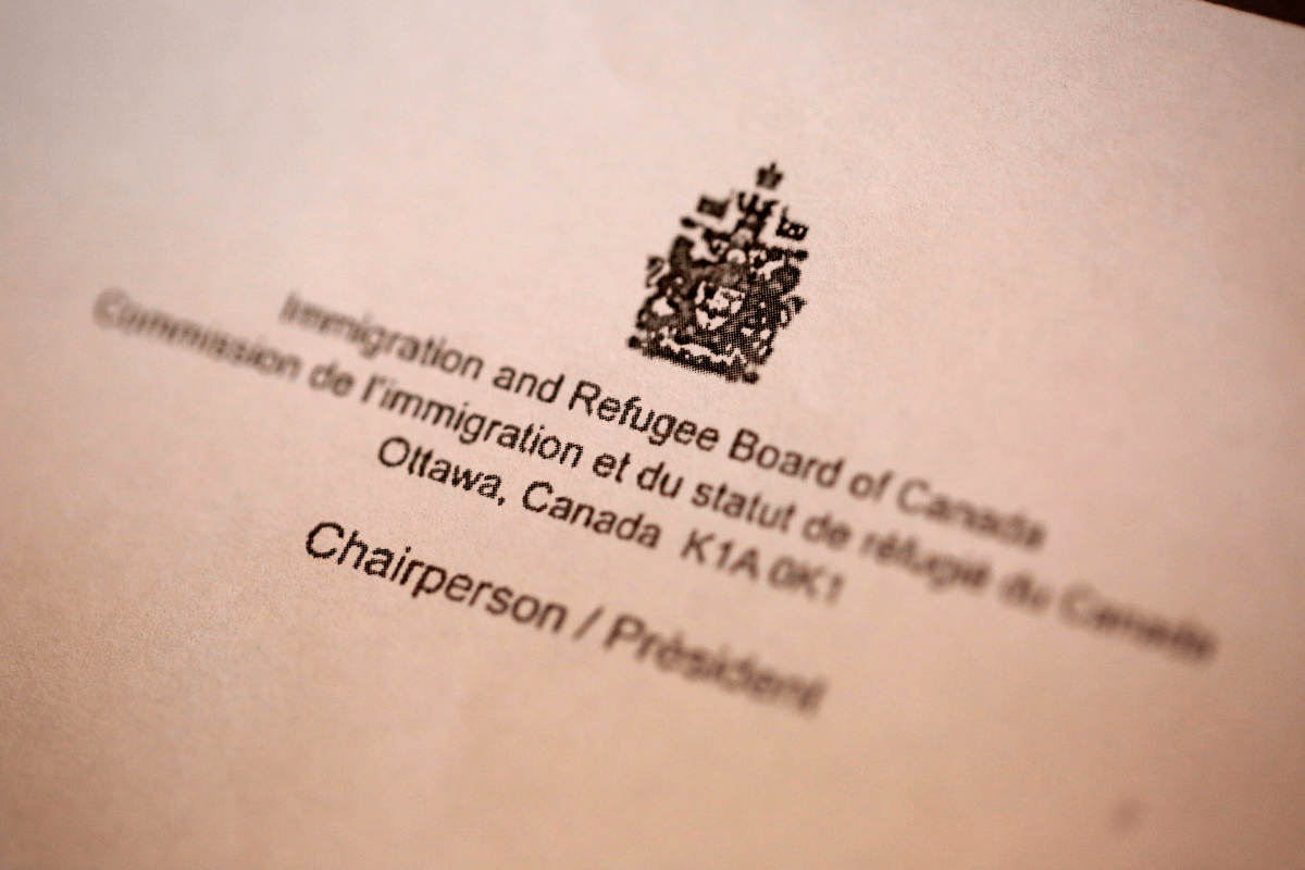 Canada's Immigration and Refugee Board letterhead.