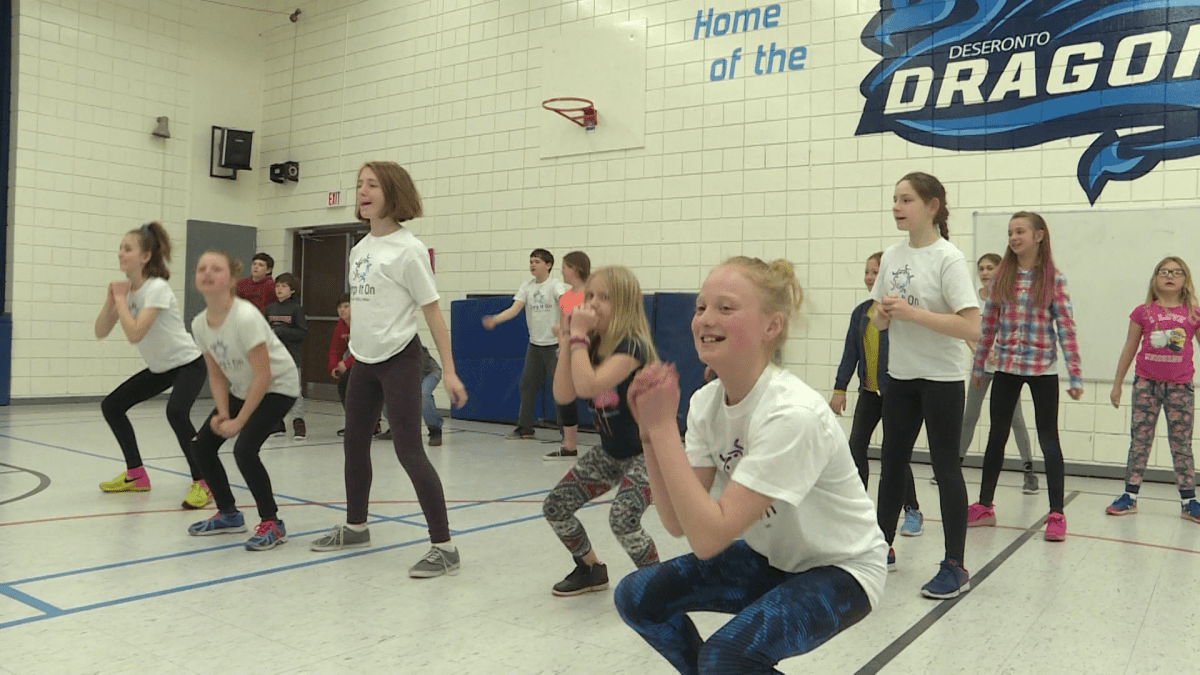 Deseronto Public School students demonstrate their 'burp it on' challenge.