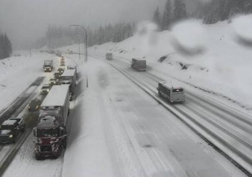 The scene on the Coquihalla Highway after an accident that happened on March 2, 2018.