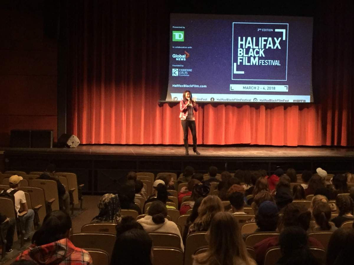 Fabienne Colas, founder of the Halifax Black Film Festival, visited Citadel High School on Friday as part of the festival's commitment to youth engagement. 