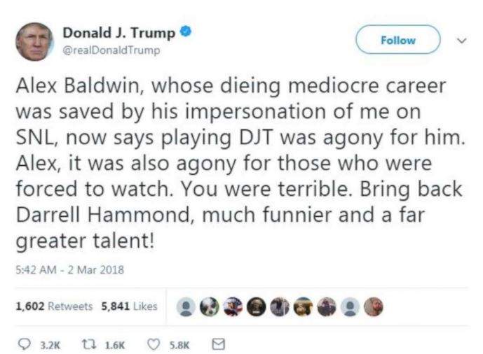 Donald Trump lashes out at ‘Alex’ Baldwin on Twitter over ‘SNL’ impersonation - image
