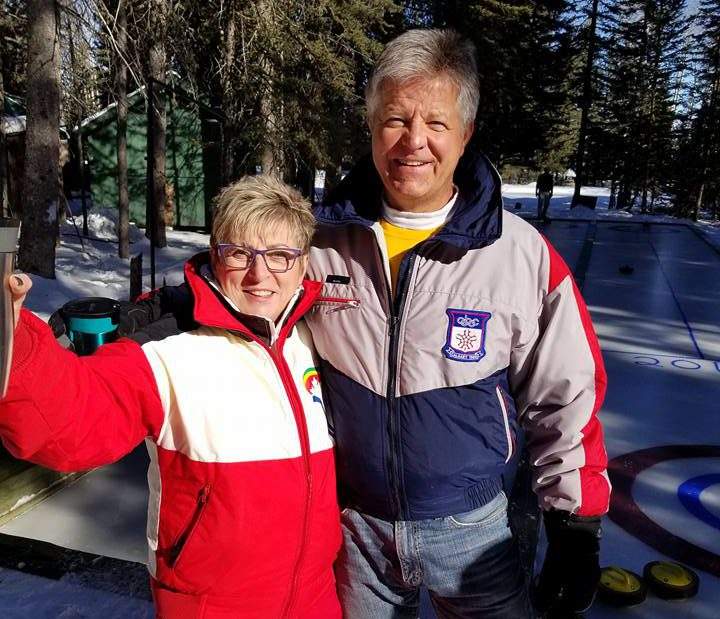 Ron and Patti Lou Doornbos at an outdoor curling bonspiel in Priddis, Alta. earlier this winter.