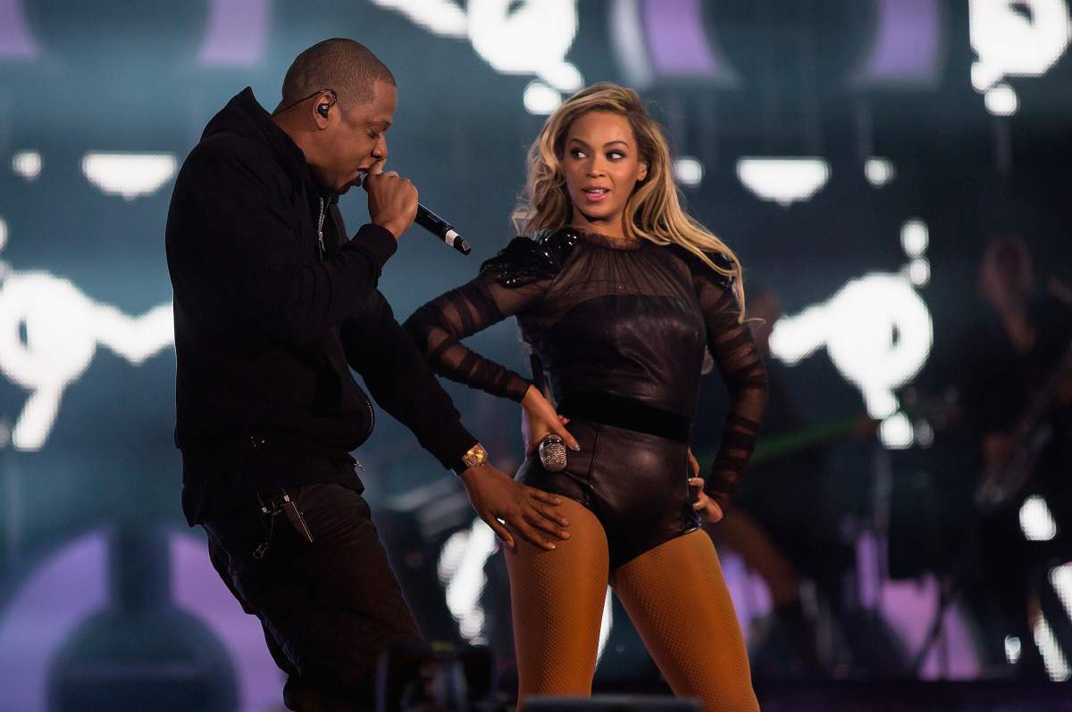 Jay-Z joins Beyonce on stage for Crazy In Love at the "Chime For Change: The Sound Of Change Live" concert at Twickenham Stadium on June 1, 2013, in London, England. 