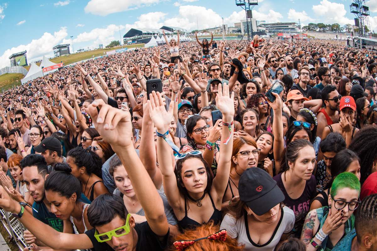 A general of the crowd during the third day of Lollapalooza Brazil Festival at Interlagos Racetrack on March 25, 2018 in Sao Paulo, Brazil.